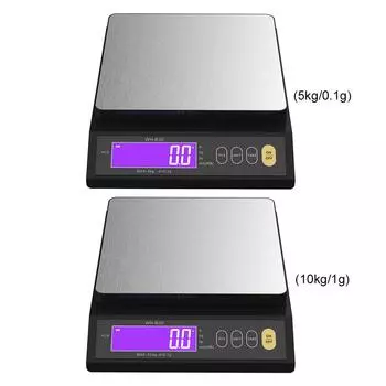 5kg/0.1g Digital Kitchen Scale Tare Function Gram Scale LCD Display High Accuracy Scale with Stainless Steel for Jewelry 10kg 1g серебряный