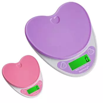 5kg/1g High-Precision Kitchen Scales LCD Digital Scale With Backlight Heart-shaped Food Pink Electronic Scale g/lb/oz