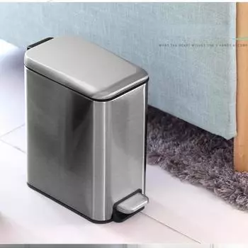 5л мусорный бак из нержавеющей стали с педалью и крышкой для кухни, ванной, туалета, мусорное ведро, бесшумный, медленно закрывающийся мусорный бак 5L