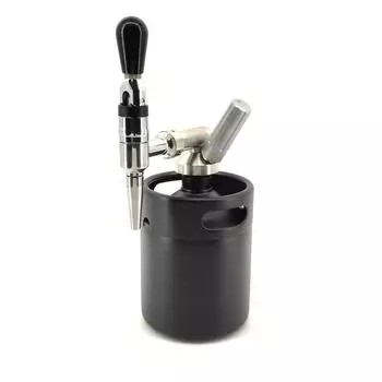 5л пивной бочонок Мини-диспенсер для кегов, матово-черный бочонок Growler, зарядное устройство для углекислого газа CO2, простое хранение, оборудование для крафтового пива