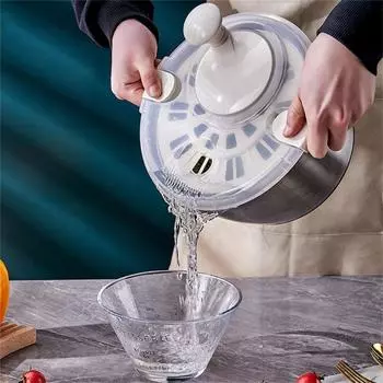 5L Stainless Steel Salad Spinner Large Capacity Fruit Vegetable Dehydrator For Kitchen Fruit Dryer Drainer Salad Spinner