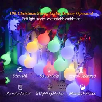 5м 10м гирлянда на батарейках светодиодная гирлянда с пультом дистанционного управления 8 режимов для украшения дома на Новый год и Рождество 5M 50LEDs разноцветный
