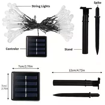 5m 20led Water Droplets Solar String Lights Waterproof Outdoor Decoration Garland Fariy Lights Christmas Wedding Party Garden