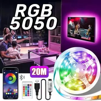 5M 20M Bluetooth светодиодная лента RGB 5050 управление через приложение изменение цвета лента для подсветки телевизора USB лента свет Remote and APP-5M