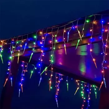 5м-36м светодиодный занавес сосулька гирлянда рождественские украшения гирлянда 8 режимов водопад гирлянда наружный карниз сад уличный декор 8 Modes&5M 96LEDS теплый белый