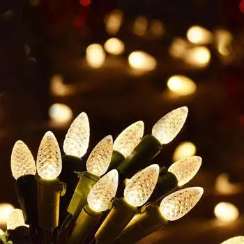 5M 50LED C6 лампы гирлянды на батарейках клубника рождественская фея гирлянда свет рождественская елка новогодний декор 8 режимов таймер 5M 50LEDs разноцветный