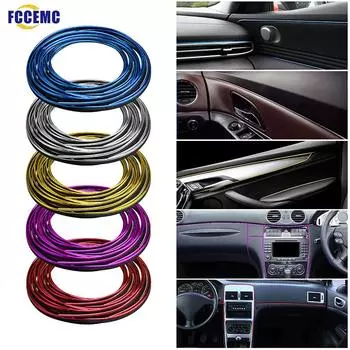 5M Car Trim Strip Electroplated Red DIY Decoration Flexible Strips With Scraper Trim Interior Moulding Car Styling Strips синий