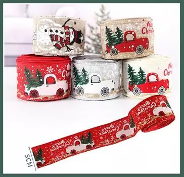 5M Christmas Ribbon Classic Wrapping Christmas Tree Ribbon Wreath Bows DIY Fabric Swirl Ribbon Burlap Xmas Gift Decoration