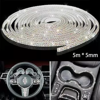 5 м кристально-алмазная лента для самостоятельного декора автомобиля, наклейки для женщин, аксессуары для салона автомобиля, модификация автостиля, лента со стразами 5m