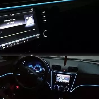 5M DIY Гибкий EL Холодный свет для салона автомобиля Освещение атмосферы Светодиодная лента 5V Линейная трубка с USB Авто Декоративная лампа окружающего освещения 4500K