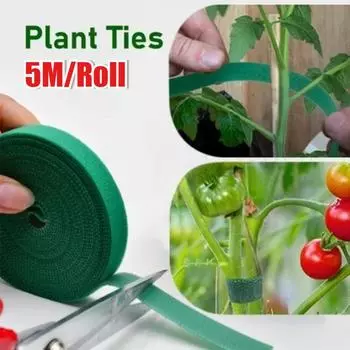 5M Нейлоновый кабельный хомут для растений Зеленый садовый шпагат Самоклеящаяся регулируемая повязка для растений Крючок-петля Поддержка многоразовая крепежная лента 1Roll