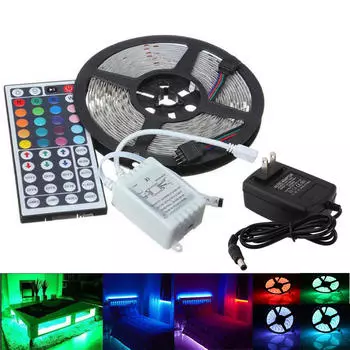 5M RGB водонепроницаемая светодиодная лента 5050 SMD 300 светодиодов 44 пульта дистанционного управления 12 В полный комплект разноцветный