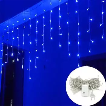 5M Рождественские гирлянды свисают 0,4-0,6 м Garden Street Открытый декоративный сказочный свет Светодиодный занавес Сосулька Гирлянда гирлянды с вилкой США или ЕС 5M-EU Plug белый