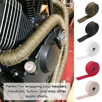 5M рулон стекловолокна Теплозащитный экран для выхлопной трубы мотоцикла Теплозащитная лента для изоляции выхлопной трубы