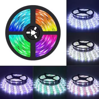 5M SMD 5050 RGB светодиодная лента IP65 водонепроницаемая DC 12V 5M 300LED RGBW RGBWW светодиодные ленты гибкие с питанием 3A и дистанционным управлением 3A 36W US Power разноцветный/белый