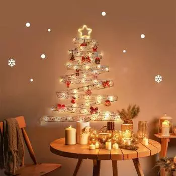 5M светодиодные рождественские гирлянды медная проволочная лента батарейные украшения для дома внутреннее освещение звезда бант рождественская елка рождественские украшения 5m