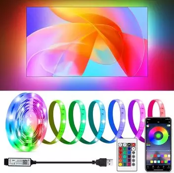 5M USB RGB светодиодная лента 5V SMD 2835 Smart APP Control Bluetooth гибкая светодиодная лента для подсветки компьютера и телевизора 1m