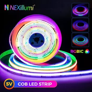 5M WS2811 RGBIC COB адресуемые светодиодные ленты, 160 или 576 светодиодов, DC12V/5V, Dream Color гибкая подсветка телевизора для украшения комнаты на вечеринку only led strip