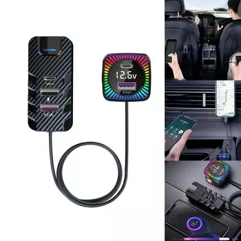 5Многопортовое автомобильное зарядное устройство USB C, зарядное устройство USB от прикуривателя типа C с кабелем длиной 150 см для телефонов, планшетов