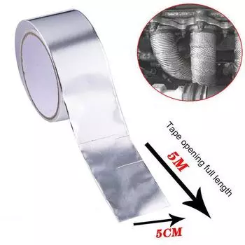 5mx5cm Fiberglass Heat Reflective Tape Silver High And Exhaust Sound Insulation Tape Temperatur W8D3 Silver-5m*5cm