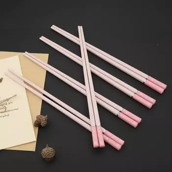 5Pairs High Quality Alloy Non-Slip Chopsticks Pink Cherry Blossom Chopstick Home Hotel Restaurant Hot Pot Kitchen Utensils Sushi