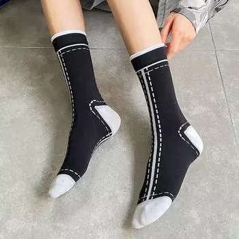 5Pairs Kawaii Stripe Socks Patchwork Socks Women Simple Dashed Line Socks Streetwear 5Pairs