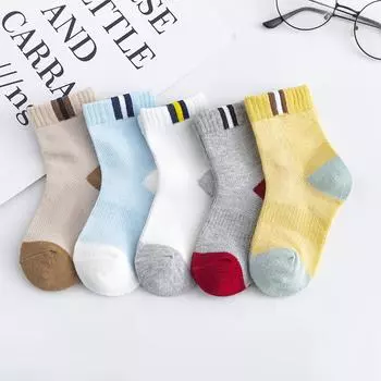 5Pairs/lot 2-9Y Baby Socks Summer Cotton Color Patchwork Kids Socks Colorful Girls Mesh Cute Newborn Boys Toddler Socks Baby 0-1 Year