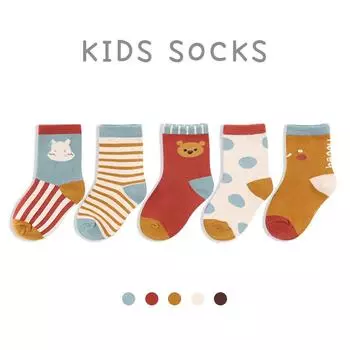 5Pairs/lot Infant Baby Socks Autumn Winter Cotton Socks Lovely Girls Cute Cartoon Flowers Boys Socks Baby Clothes Accessories 2-3T