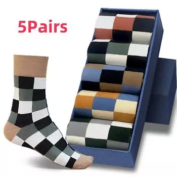 5 пар/упаковка мужские носки цветные сетчатые носки повседневные деловые высококачественные носки из чесаного хлопка модные мужские носки для джентльменов 5 Pairs