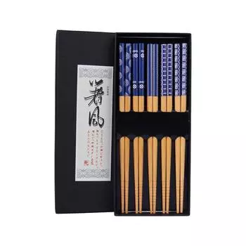 5Pairs Reusable Chopsticks Handmade Bamboo Japanese Natural Wood Chopsticks Sushi Ramen Food Chopsticks Kitchen Accessories