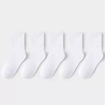 5Pairs/Set 3-13Years Baby Girls Boys Casual Sports Socks Soild Soft Cotton Four Season School Socks Black White Gray Kids Socks M(3-5Y)