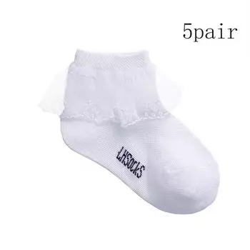 5Pairs Socks Kids Girls Baby Frilly Lace Sock Cotton Princess Girl Flowers Ruffled Solid Mesh Short Socken For Children Dance 1-3Years