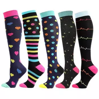 5Pairs Sport Athletic Compression Socks for Men Women Cycling Running Football Basketball Skateboard Exercise Performance Socks EU37-43 US7-9