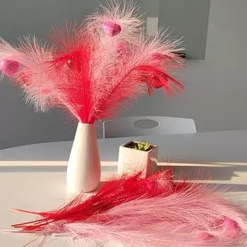 5PC/Pack Simulation Reed Grass Special Occasions Heart Shape Pendants Romantic Pampas Grass Artificial Reeds Valentine s Day красный