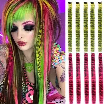 5 шт синтетические перьевые накладные волосы с зажимами термостойкие прямые накладные волосы цветные черные заколки для волос женские 8G