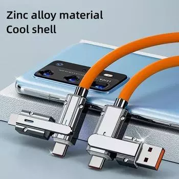 5 шт. 100 Вт 4 в 1 Micro USB Type C зарядный кабель для iPhone Samsung 2 в 2 PD Fast USB кабель для Huawei/Honor 1m чёрный