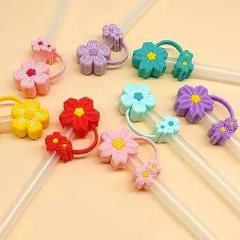 5pcs 10mm Sakura Straw Covers Reusable Straw Cap Creative Flower Shape Straw Plug Girls pointed edge