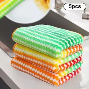 5Pcs/10Pcs/20Pcs Rainbow Rags Kitchen Dish Cloths Microfiber Absorbent Cleaning Cloth Multipurpose Household Cleaning Tools A