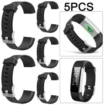 * 5Pcs 20mm Replacement Band Silicone Smart Watch Wrist Strap for ID115Plus HR (