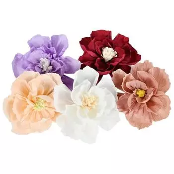 5pcs 25cm Crepe Paper Flower Multi Purpose Light Weight Wrinkles Paper Flower Festival Decor Photography Props бежевый