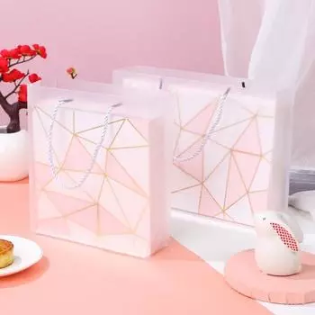 5Pcs 2/4/6 Grid Pink Geometric Frosted Cover Mooncake Egg Yolk Pastry Packaging Box Holiday Party Supplies other