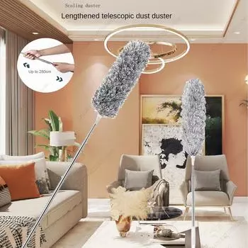 5PCS 2.8m Extended Chicken Hair Duster Retractable Bendable Ceiling Cleaning Broom Household Static Dusting Duster Car Duster