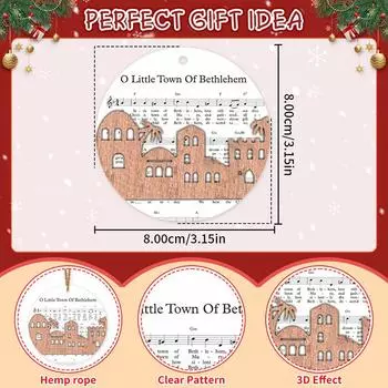 5Pcs 3D Christmas Wooden Hanging Ornaments Creative Christmas Party Decoration Christmas Tree Gift Box