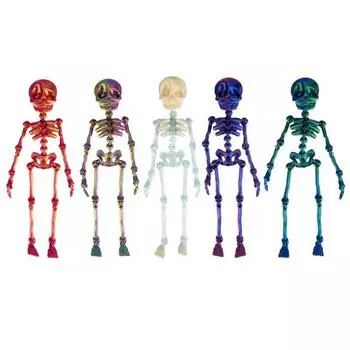 5Pcs 3D Printed Skeleton Refrigerator Magnet Poseable Skeleton Figurine with Movable Joints Halloween Gothic Skeleton Fridge Magnetic Decoration 5pcs
