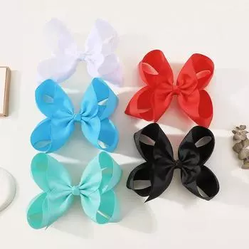 5pcs 6inch Big Ribbon Bows Hair Clip Sets for Women Girls Sweet Random Color Hairpins Barrettes Headwear Hair Accessories