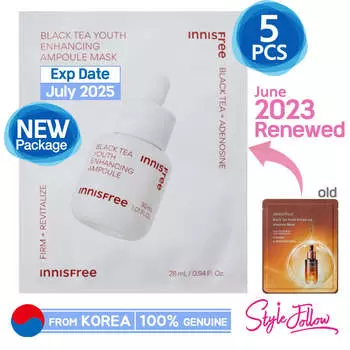 5pcs_[INNISFREE] Ампульная маска для молодости с черным чаем 28 мл 5pcs Mask