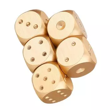 5pcs Aluminium Alloy Table Game Poker Games Dices Set with Storage Box (Gold Square Box)