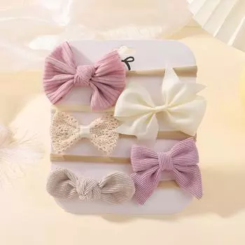 5Pcs Baby Flower Lace Bow Headband Elastic Nylon Newborn Lovely Head Band for Girl Infant Toddler Soft Hair Accessories Gifts