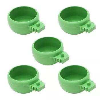 5Pcs Bird Plastics Feeding Bowl with Handle Cup Water Dish for Parrot Cage Suitable for Parakeet Conure Budgies Finch M белый