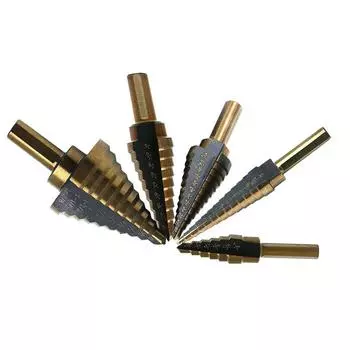5PCS Black and Yellow Pagoda Drill Triangular Handle Straight Slot Hole Reamer Step Drill Step Drill 5pcs